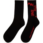 Polythene* Optics Black and Red Zig Zag Logo Socks