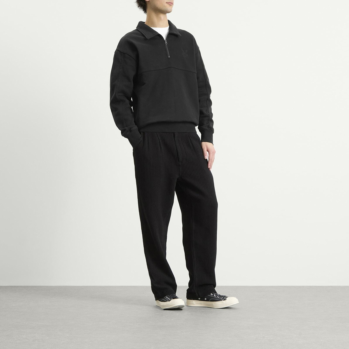Heresy Men's Green Man Quarter Zip Sweatshirt in Ash
