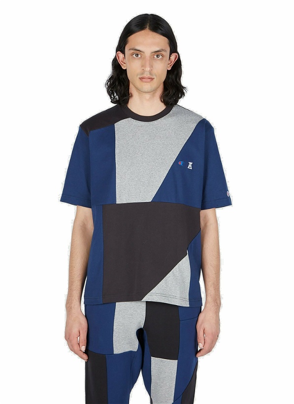 Photo: Champion x Anrealage - Contrast Panel T-Shirt in Dark Blue