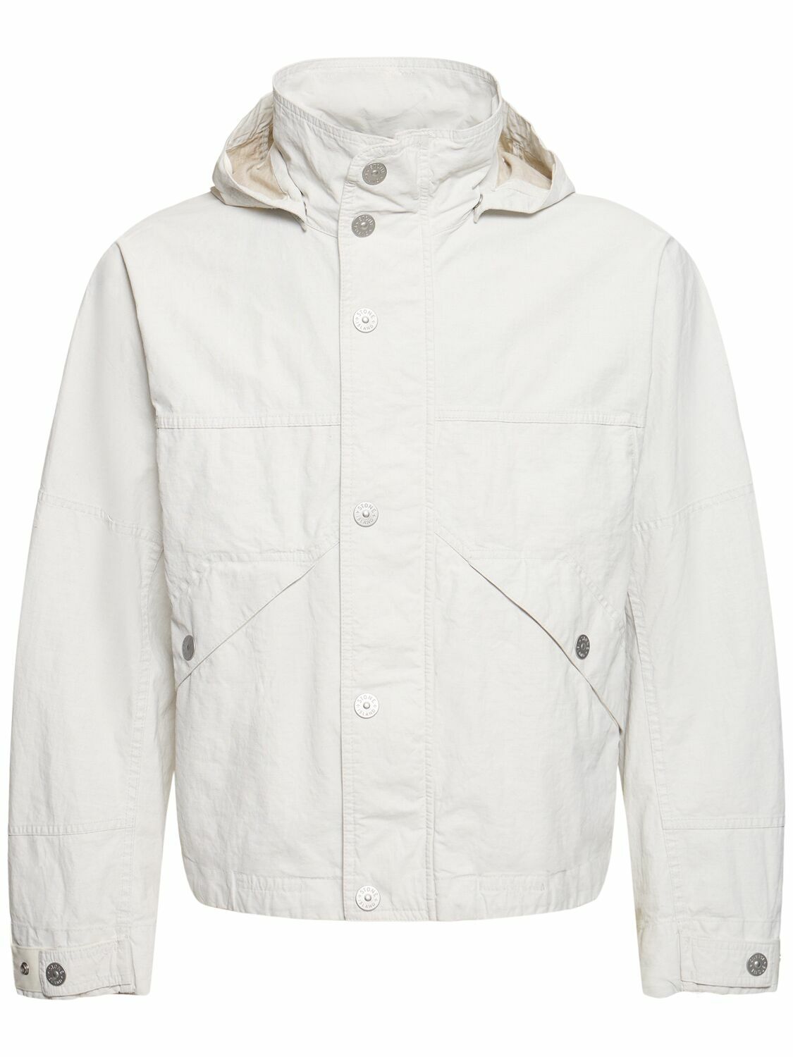 Stone Island Men's Raw Linen Plated-OVD Short Parka Jacket