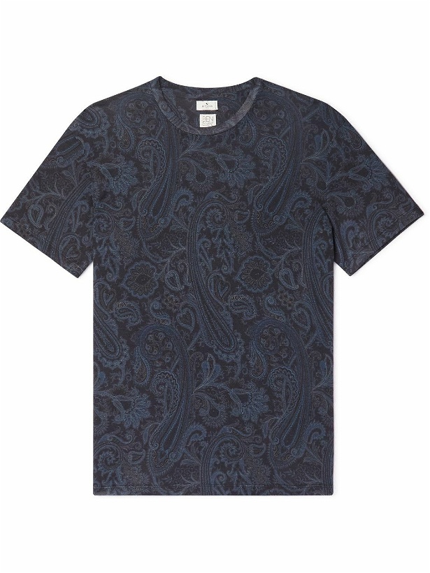 Photo: Etro - Paisley-Print Lyocell T-Shirt - Blue