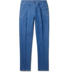 Altea - Slim-Fit Tapered Cotton and Linen-Blend Trousers - Blue