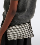 Prada Embellished leather-trimmed crossbody bag