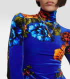 Vetements Floral velvet turtleneck top with gloves