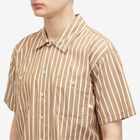 Dickies Men's Poplin Short Sleeve Service Shirt in Tan/White Service Stripe