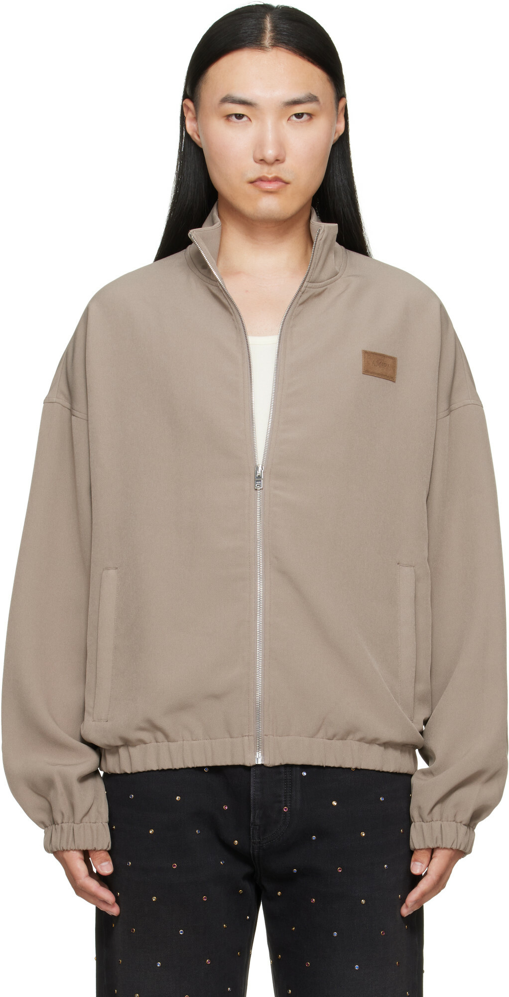 AMIRI Taupe 'Amiri' Patch Cady Track Jacket