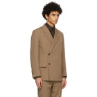 AURALEE Brown Wool Gabardine Mac Blazer