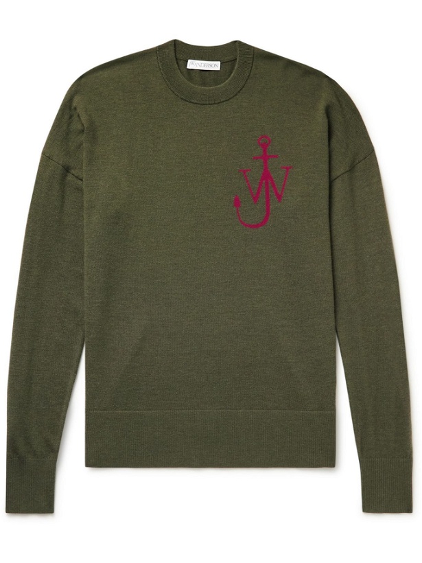 Photo: JW Anderson - Logo-Jacquard Wool Sweater - Green
