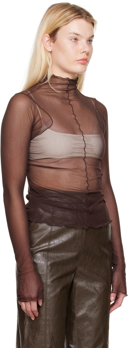 LVIR Brown Stitched Cutting Turtleneck