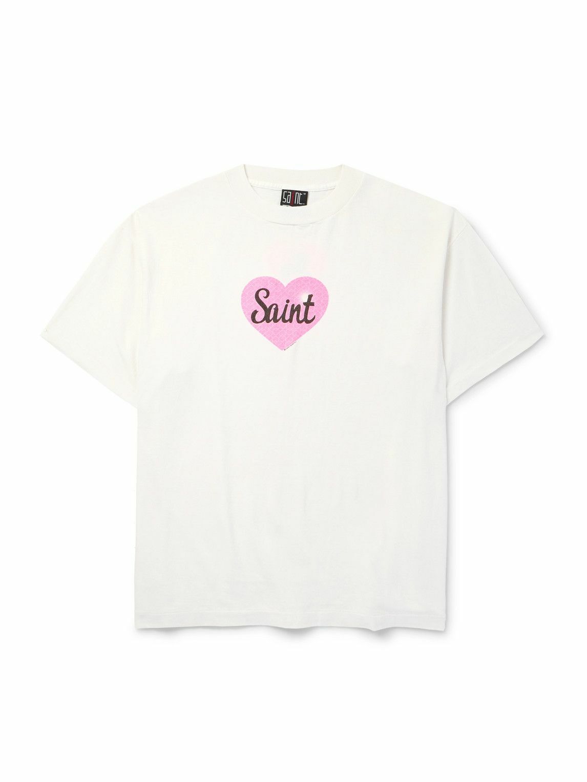 SAINT MXXXXXX - Heart Logo-Print Cotton-Jersey T-Shirt - White