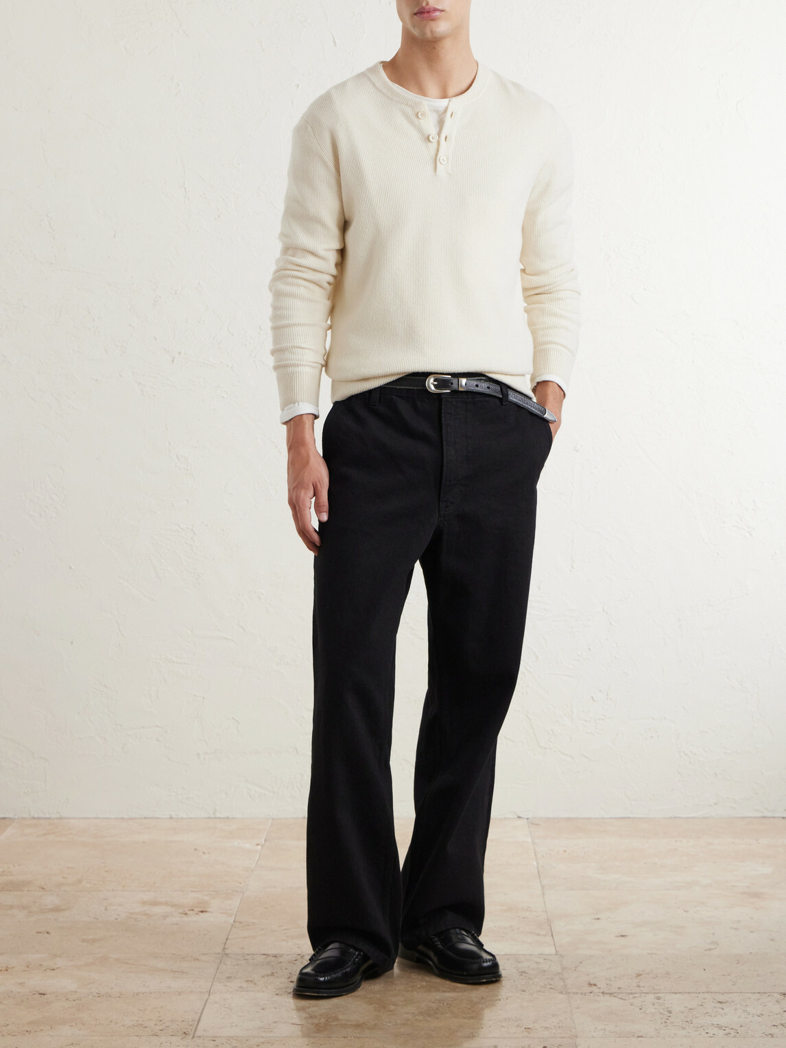 Jeanerica - Genua Straight-Leg Cotton-Blend Chino Trousers - Black