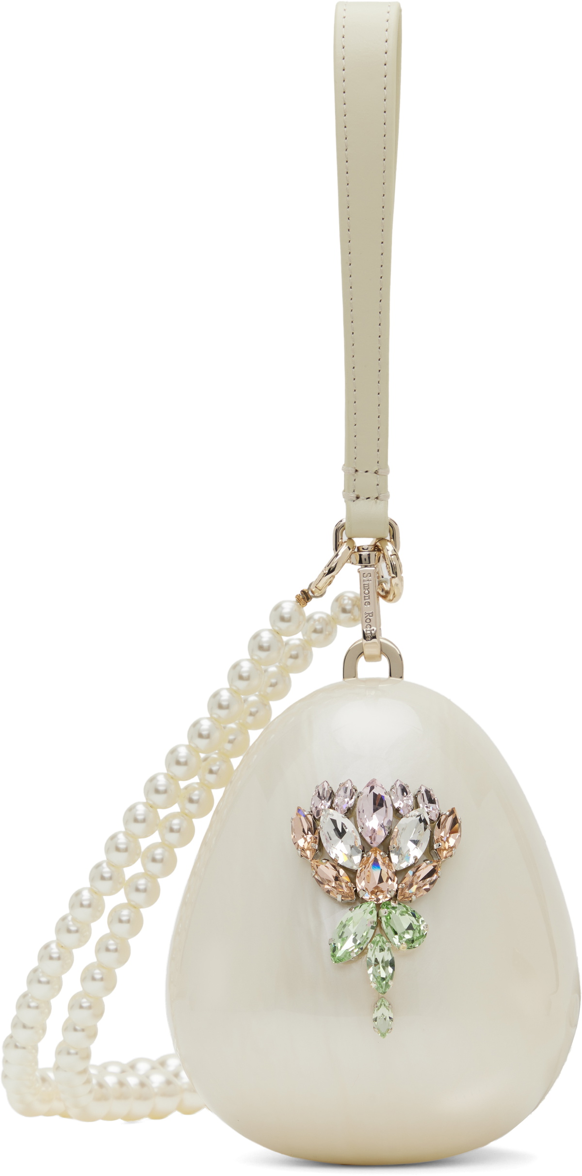 Simone Rocha Off-White Embellished Micro Pearl Egg Bag Simone Rocha