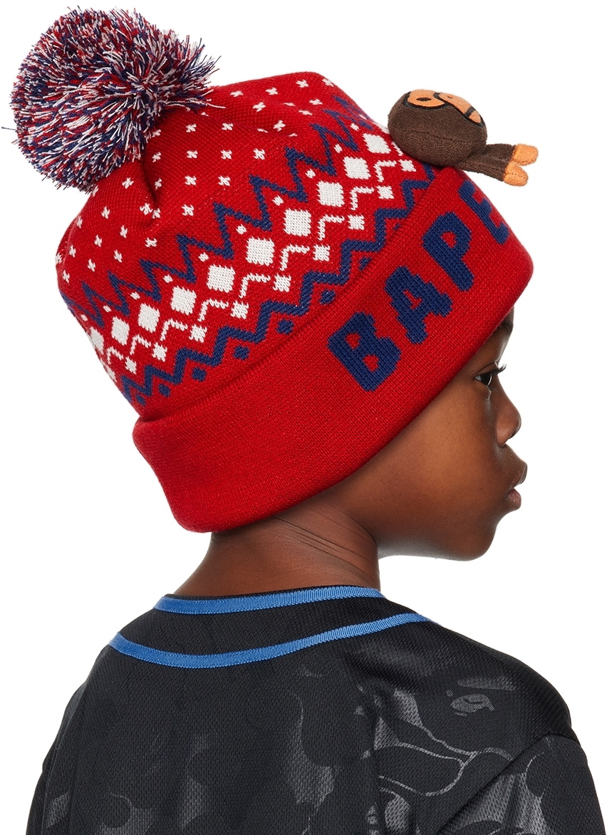 BAPE Kids Red Baby Milo Beanie A Bathing Ape