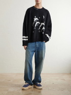 NAHMIAS - Dolphin Dreams Logo-Embroidered Cotton and Wool-Blend Sweater - Black