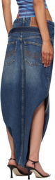 Jean Paul Gaultier Blue Internal Belt & Zipped Opening Denim Maxi Skirt