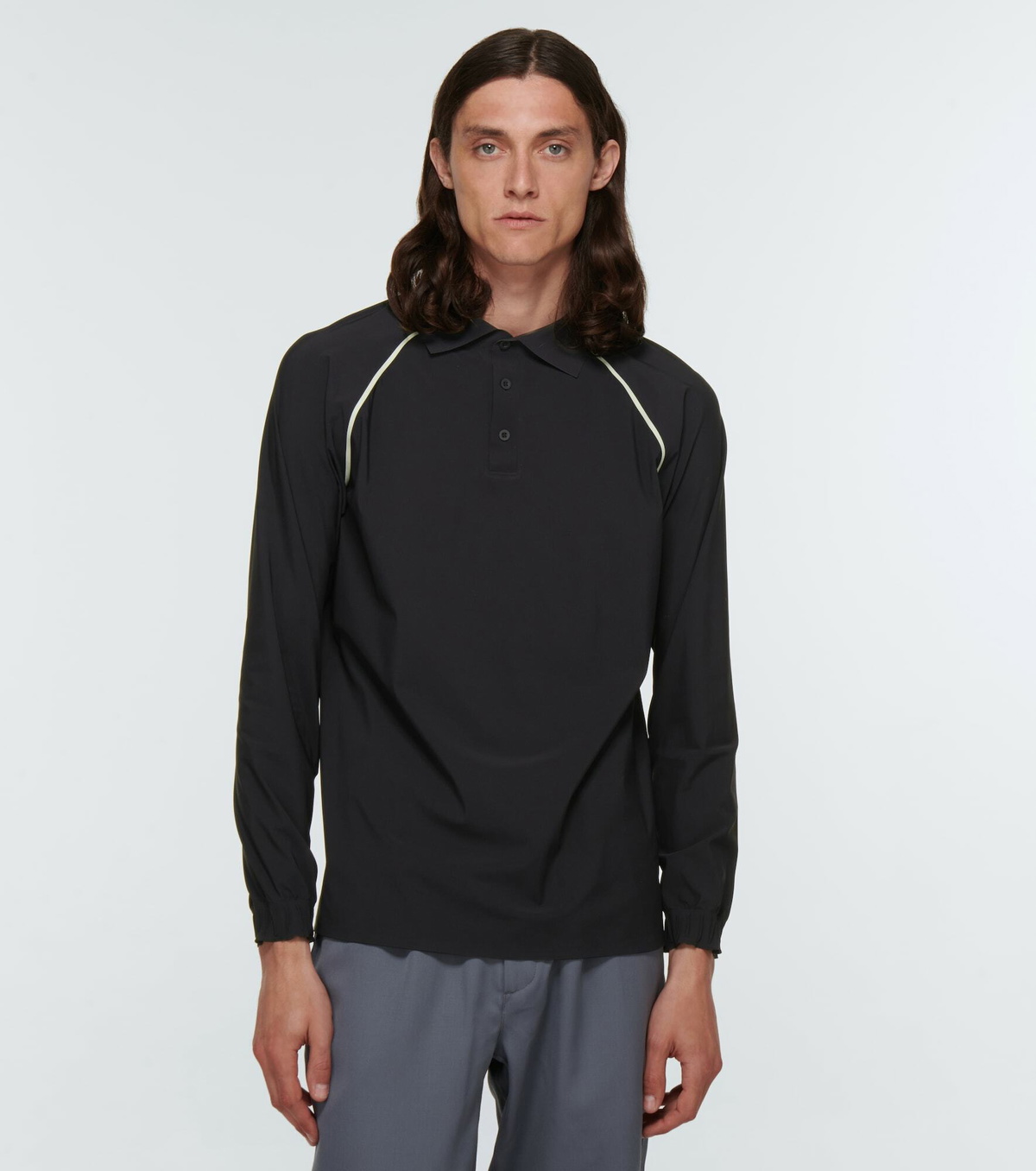 トップス GR10K ULTRASOUND L/S IMITATION TAPEDPOLO RENDER ULTRASOUND POLO - BLACK – GR10K