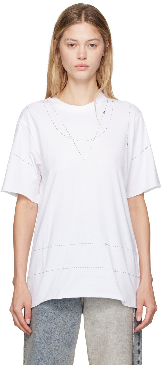 MM6 Maison Margiela White Stitch Line T-Shirt MM6 Maison Margiela