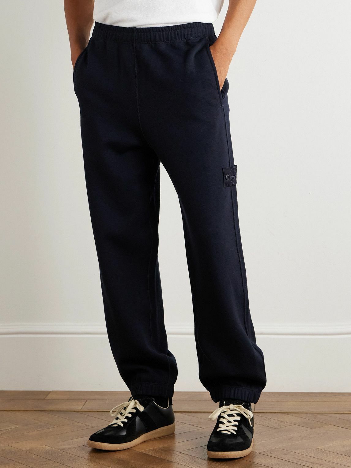 Stone Island - Ghost Tapered Wool and Cotton-Blend Jersey Sweatpants - Blue