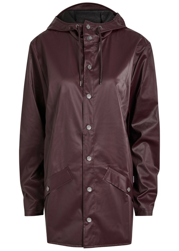 Photo: Rains W3 Hooded Rubberised Jacket Burgundy