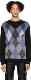 Marine Serre Black & Blue Argyle Long Sleeve T-Shirt