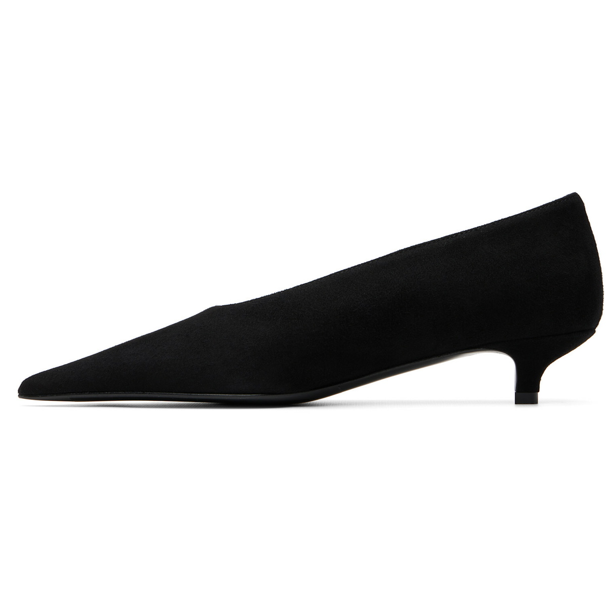TOTEME Black Sharp Suede Kitten Heels