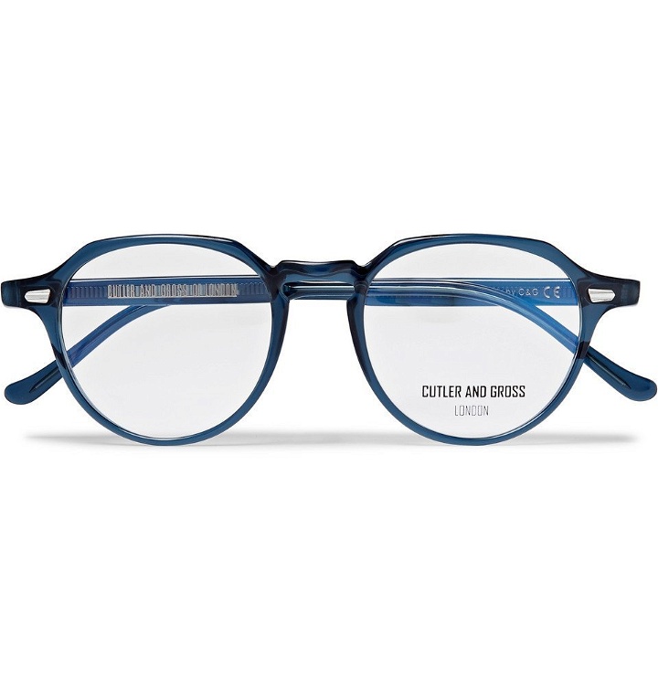 Photo: Cutler and Gross - Hexagonal-Frame Acetate Optical Glasses - Blue