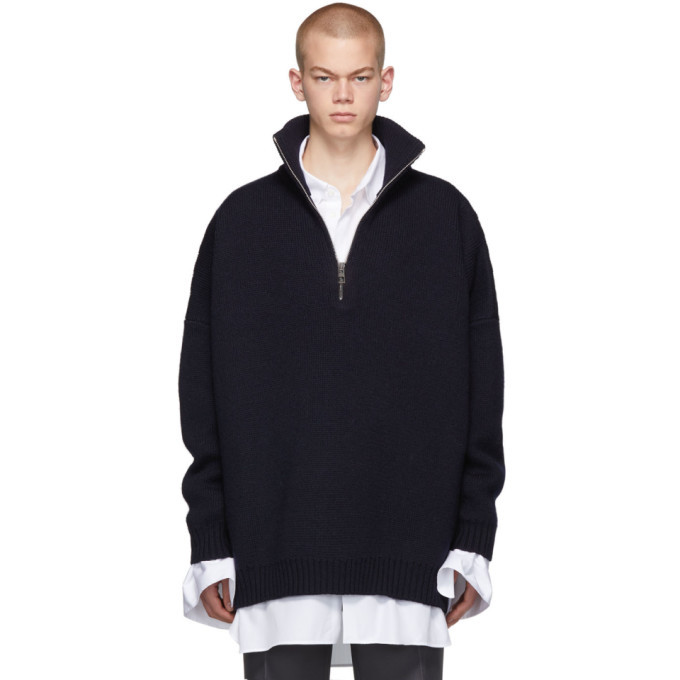 Loewe Navy Oversized Zip Sweater Loewe