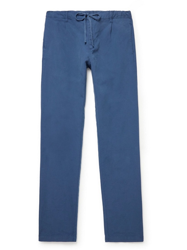 Photo: Hartford - Tanker Garment-Dyed Cotton and Linen-Blend Drawstring Trousers - Blue