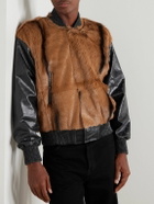 424 - City Striped Goat Hair and Leather Bomber Jacket - Brown