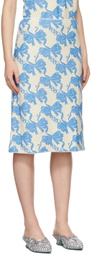 Maisie Wilen Blue & Beige Contender Mid-Length Skirt