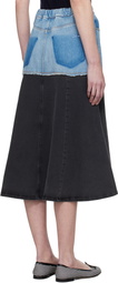 SEA NY Blue & Black Elle Denim Midi Skirt