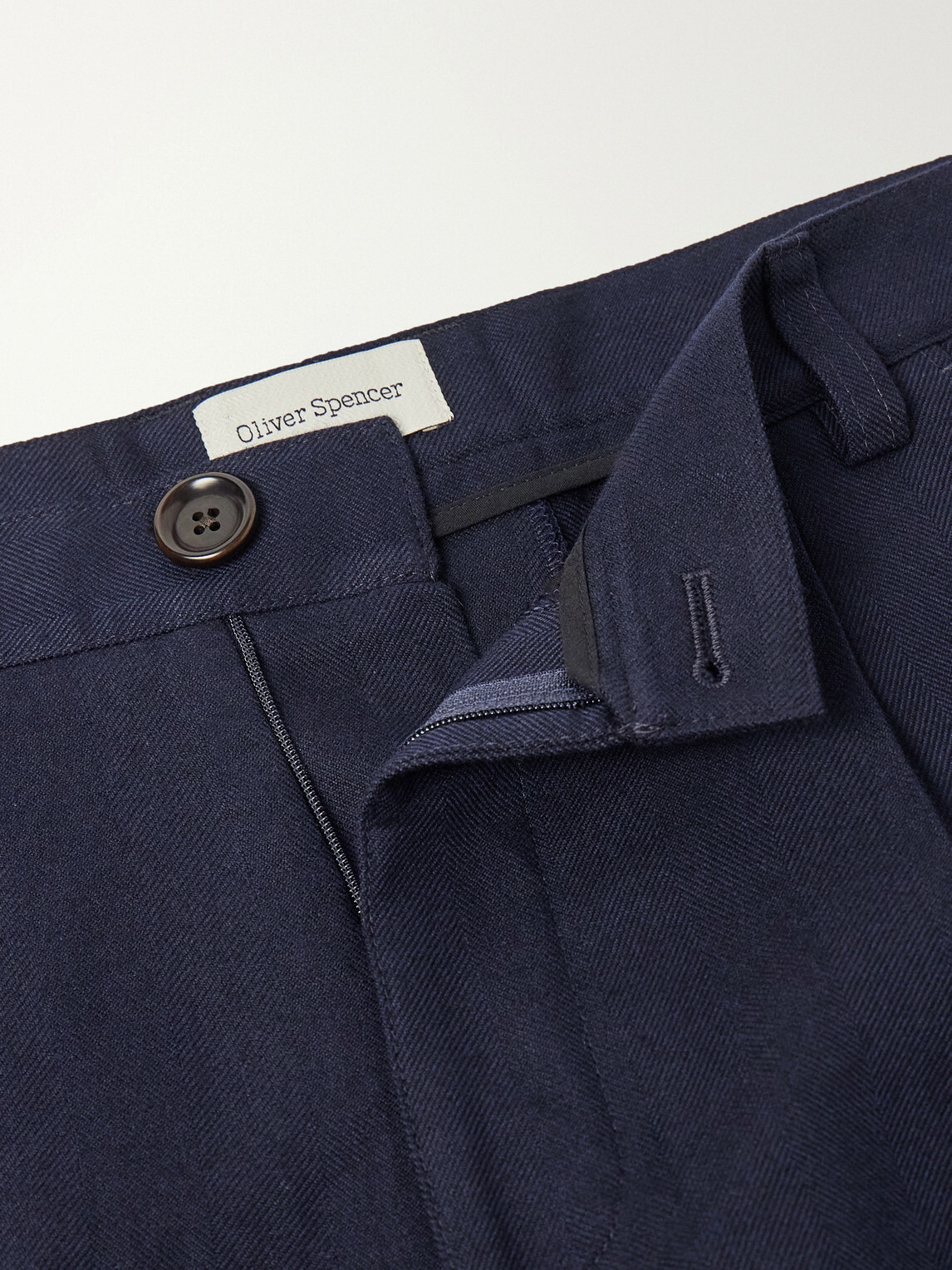 Oliver Spencer - Morton Straight-Leg Pleated Cotton and Wool-Blend Suit Trousers - Blue