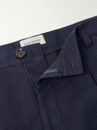 Oliver Spencer - Morton Straight-Leg Pleated Cotton and Wool-Blend Suit Trousers - Blue