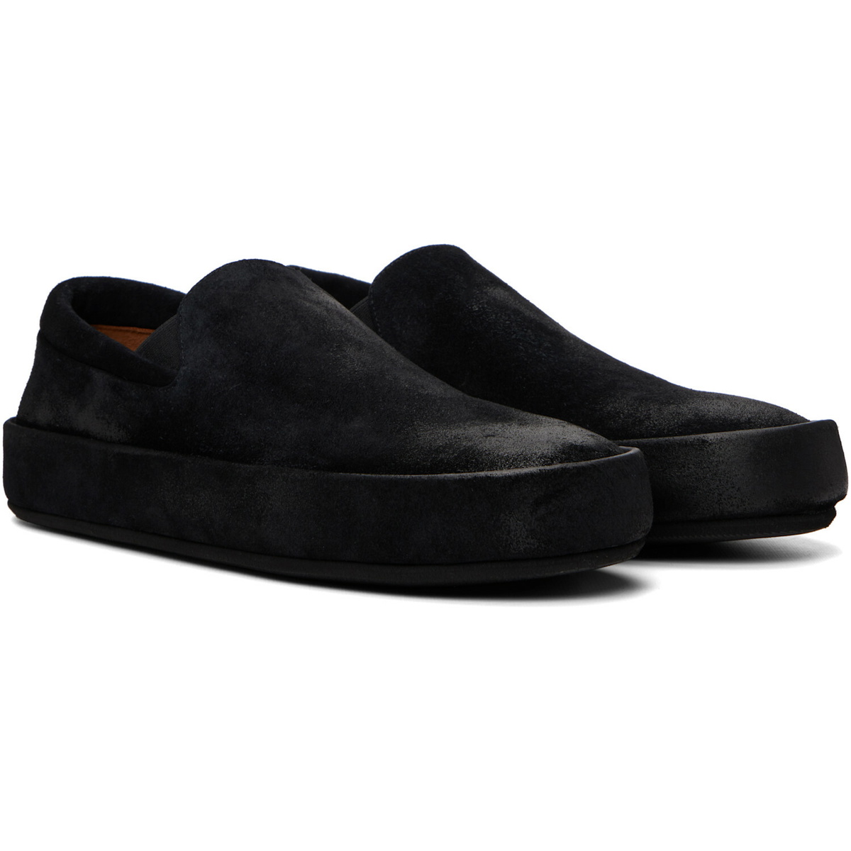 Marsèll Black Cassapelle Leather Slip On Sneakers