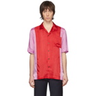 Dries Van Noten Red and Purple Carltone Colorblocked Shirt