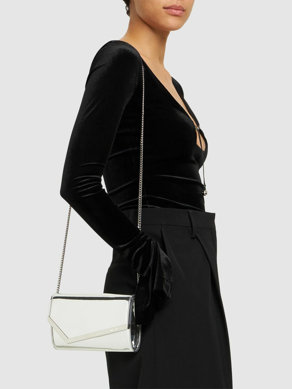 【関税&送料込】Jimmy Choo Embellished Leather Emmie Clutch JIMMY CHOO Emmie embellished glittered leather clutch | NET