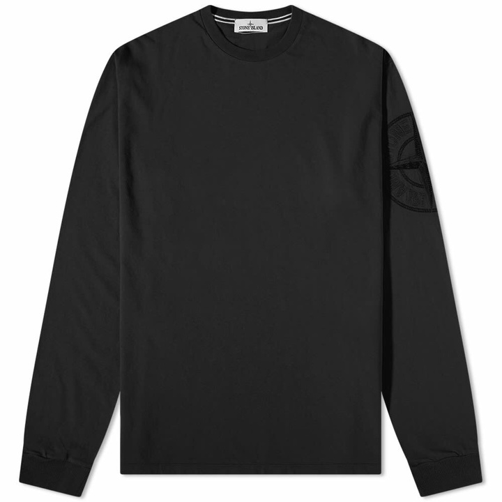 Photo: Stone Island Men's Long Sleeve Total Sleeve Logo T-Shirt in Black