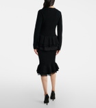 Nina Ricci Ruffled silk-trimmed wool cardigan