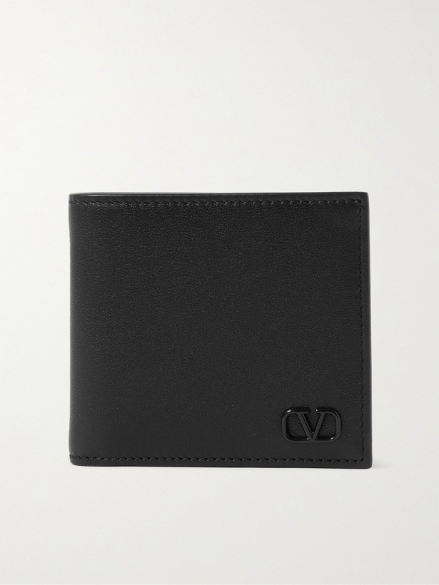 Photo: VALENTINO - Valentino Garavani Logo-Appliquéd Leather Billfold Wallet - Black