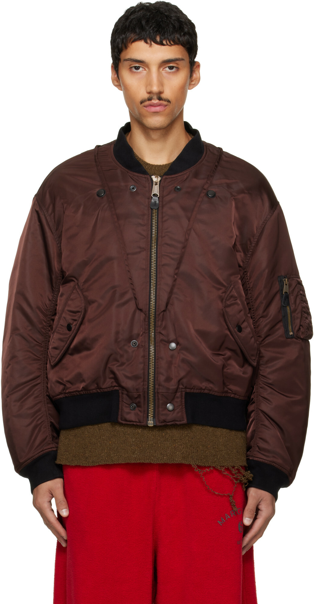 Maison Margiela Brown & Black Reversible Bomber Jacket