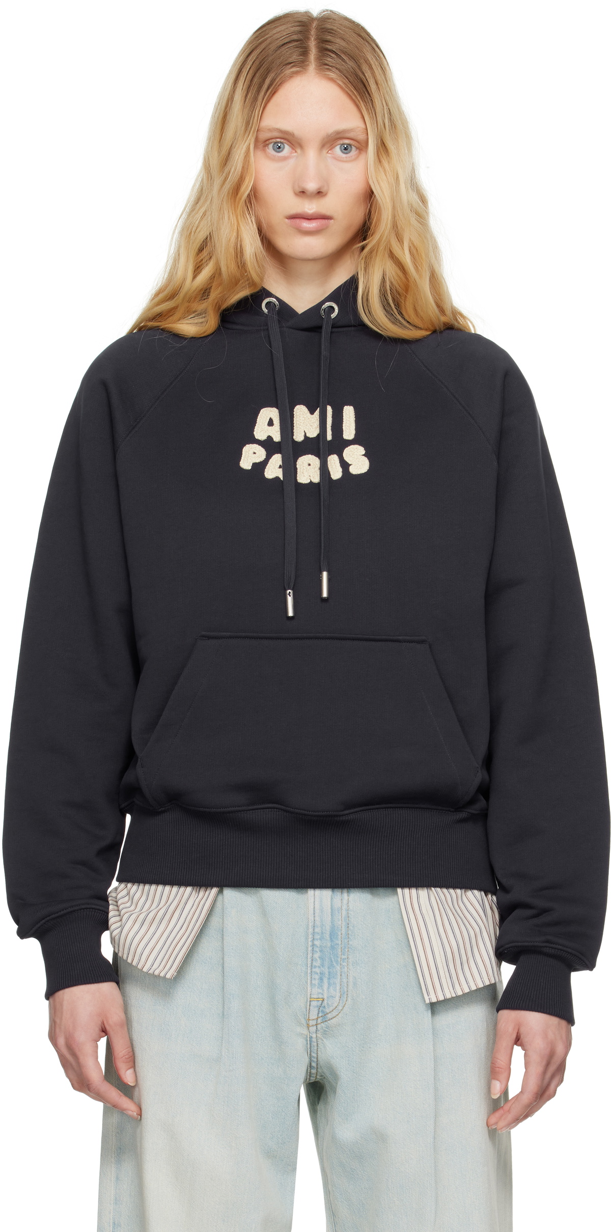AMI Paris Beige Ami de Cœur Zip Hoodie AMI