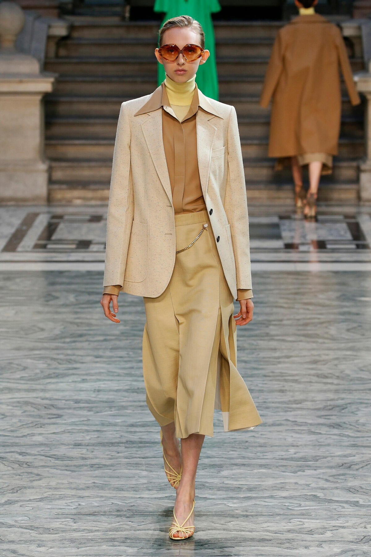 スカート VICTORIA BECKHAM Women Skirts 1125WSK006039AWO Beige Victoria Beckham - Belted linen and cotton midi skirt