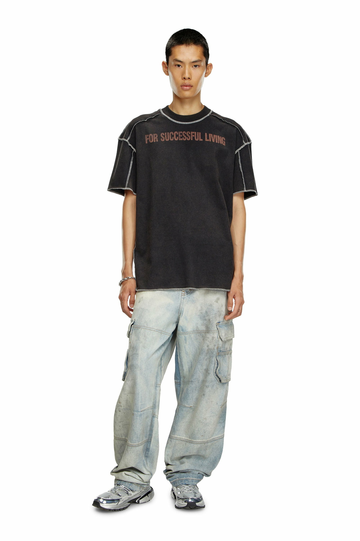 Diesel T-shirt with inside-out effect - T-Shirts Mens in Black Diesel