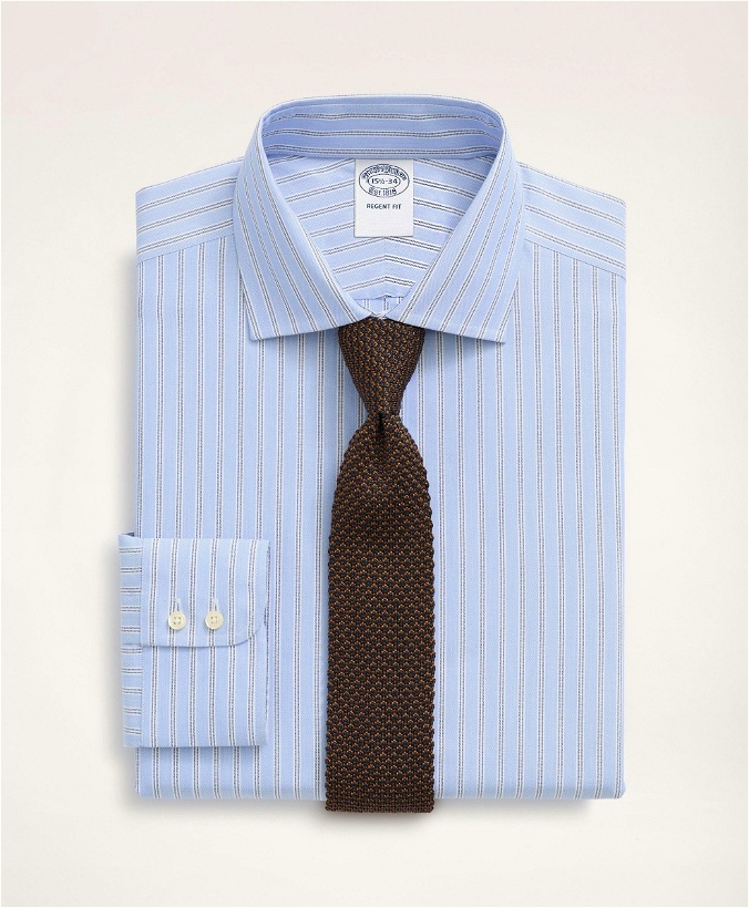 Photo: Brooks Brothers Men's x Thomas Mason Regent Regular-Fit Dress Shirt, English Collar Double Stripe | Aqua
