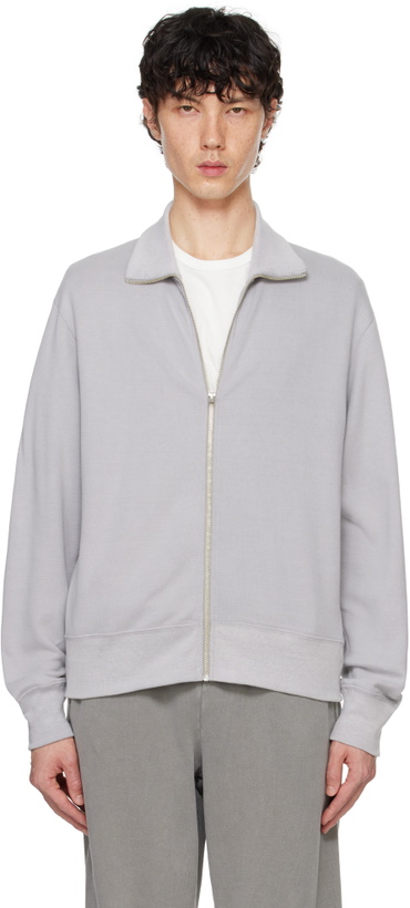 Photo: Lady White Co. Gray Mesh Full Zip Sweater