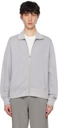 Lady White Co. Gray Mesh Full Zip Sweater