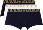 Versace Underwear Three-Pack Multicolor Greca Border Boxer Briefs