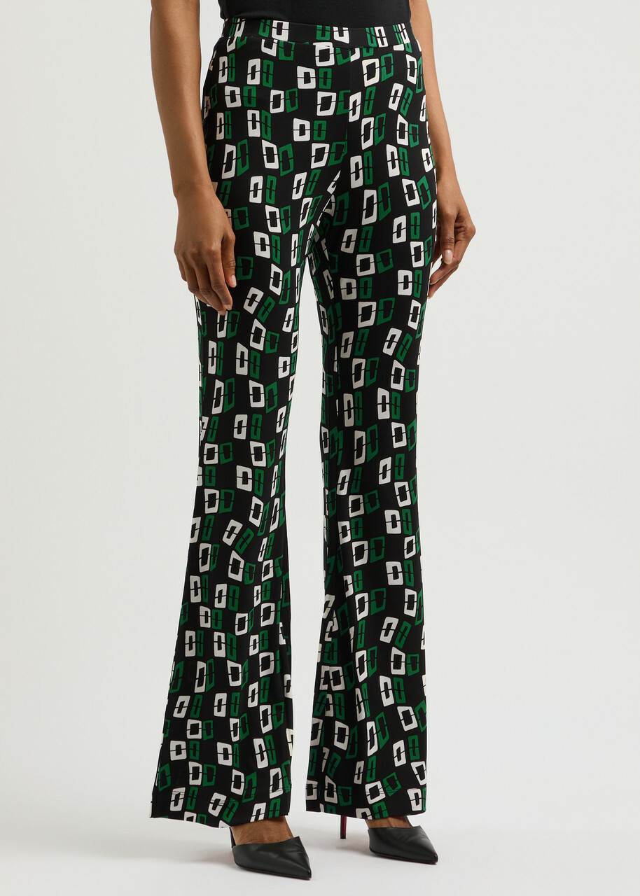 Diane Von Furstenberg Brooklyn Printed Stretch-jersey Trousers Black