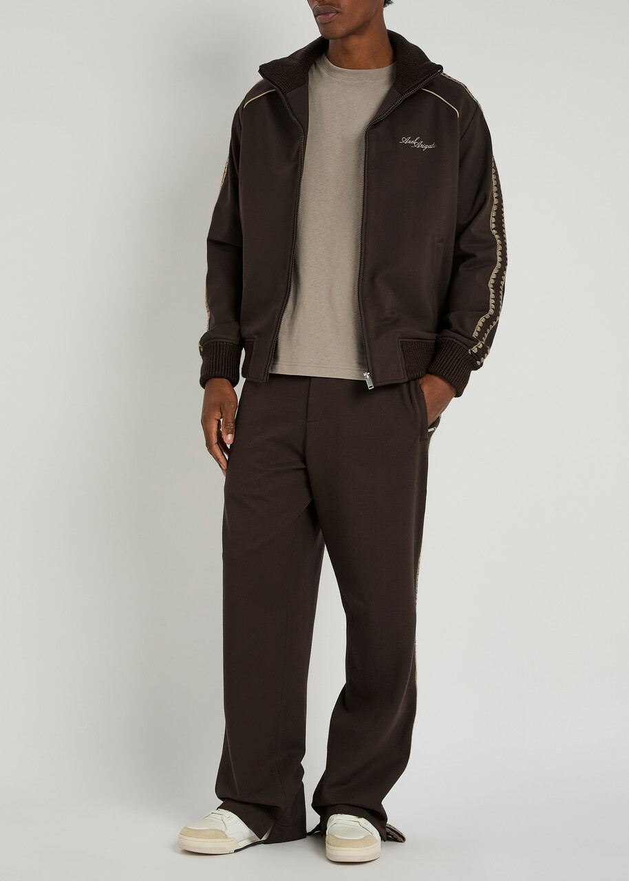 Axel Arigato Carter Knit-trimmed Ponte-jersey Track Jacket Dark Brown