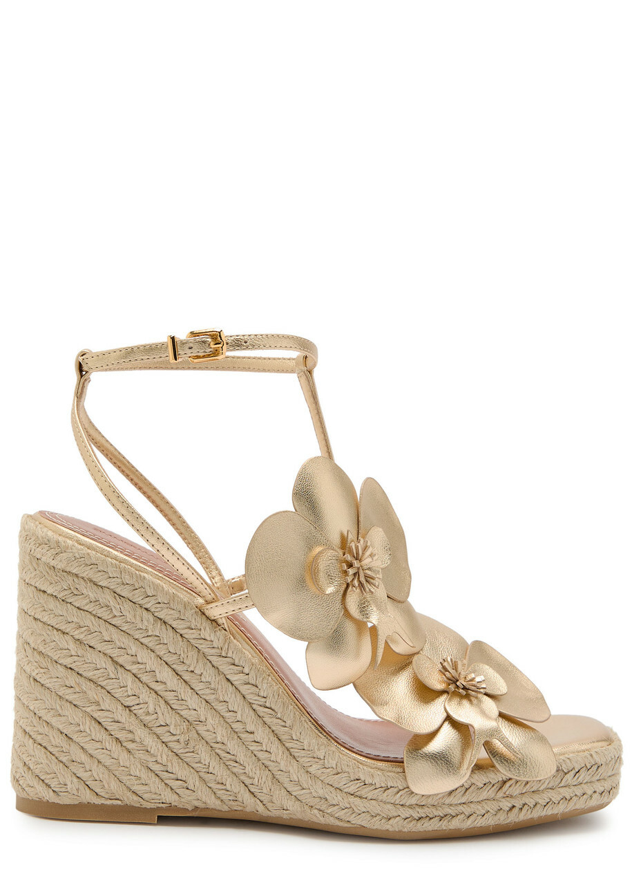 Zimmermann Orchid 110 Metallic Leather Espadrille Sandals Gold